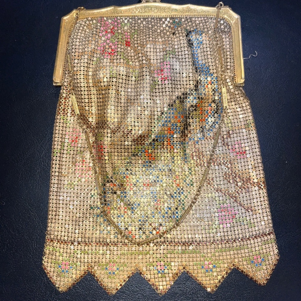 Antique Whiting & Davis Art Deco Mesh Peacock Bag Purse